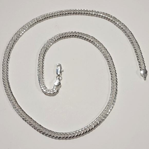 925 Sterling Silver Necklace Thick Double Chain Link Christmas Birthday Gift NEW - Picture 1 of 5